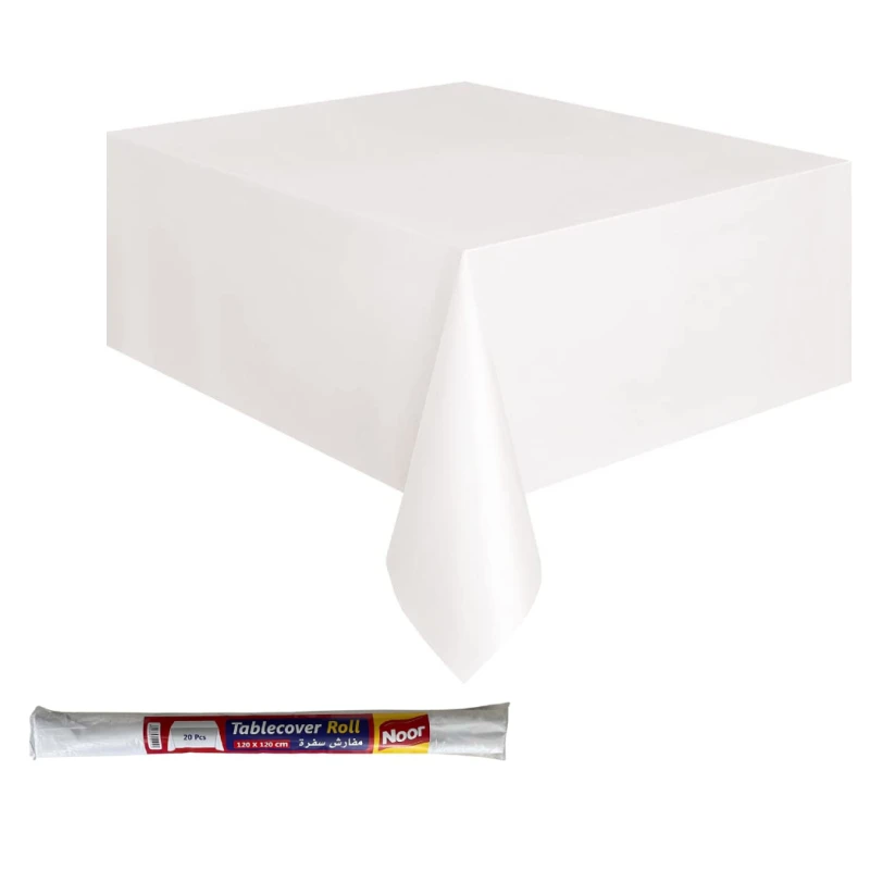 Noor White Plastic Tablecover Roll, 120*120 Cm - Noor