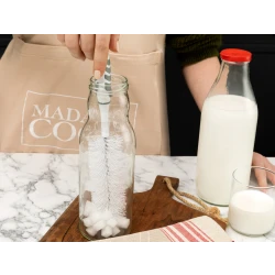 Madame Coco Graque Bottle Brush White & Grey Ergonomic Handle Durable Bristles for Deep, Gentle Cleaning of Bottles & Baby Bottles