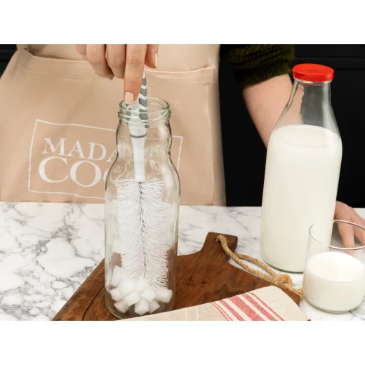 Madame Coco Graque Bottle Brush White & Grey Ergonomic Handle Durable Bristles for Deep, Gentle Cleaning of Bottles & Baby Bottles Madame Coco Graque Bottle Brush White & Grey Ergonomic Handle Durable Bristles for Deep, Gentle Cleaning of Bottles & Baby Bottles