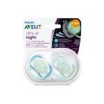 Philips Avent Ultra Air Nighttime Pacifier, 6-18 months, blue, 2 pack - فيليبس افينت