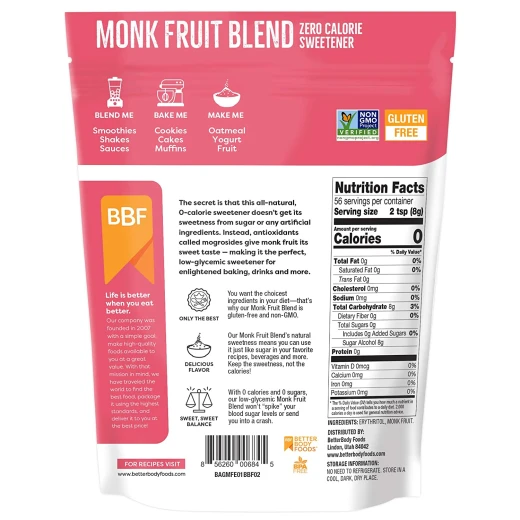 Better Body Food Gluten Free Monk Fruit Blend, 454 Gram - Better Body Food - Image 2