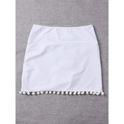 Beach Bikini Skirt, White Color - Image 4