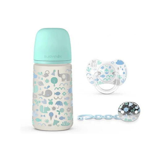 Suavinex Memories Baby Bottle Set, Blue Color, 3 Pieces, 270 Ml - Suavinex - Image 2