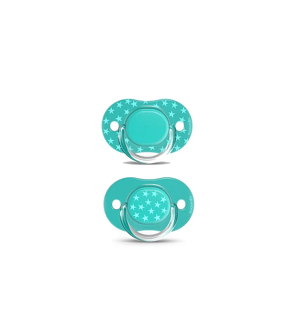 Suavinex The Basics Physiological Pacifier, Green Color, Pack of 2 Pieces, 0-6 Months - Suavinex