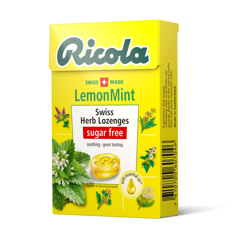 Ricola Lemon Mint Sugarfree Herb Drops 45g Box - Ricola