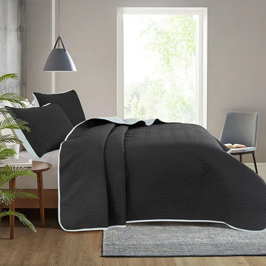 Nova home cross double face bedspread set, black and silver color, king size, 4 pieces - Nova Home - Image 6