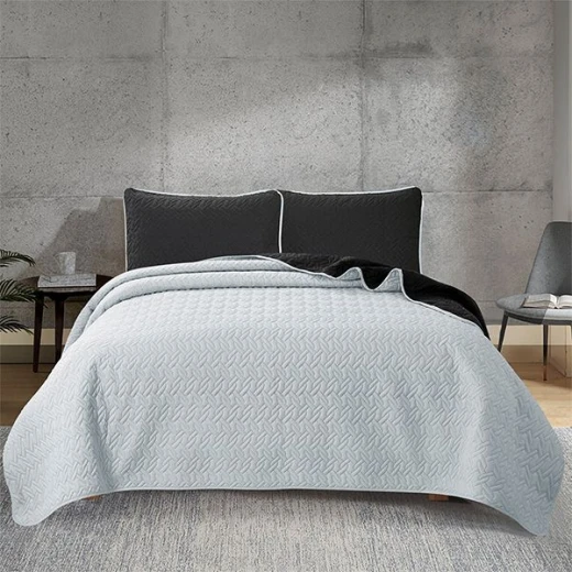 Nova home cross double face bedspread set, black and silver color, king size, 4 pieces - Nova Home - Image 7