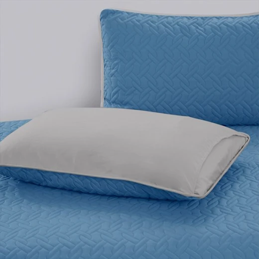 Nova home cross double face bedspread set, blue and silver color, king size, 4 pieces - Nova Home - Image 5