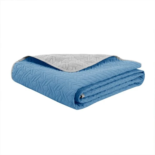 Nova home cross double face bedspread set, blue and silver color, king size, 4 pieces - Nova Home - Image 3
