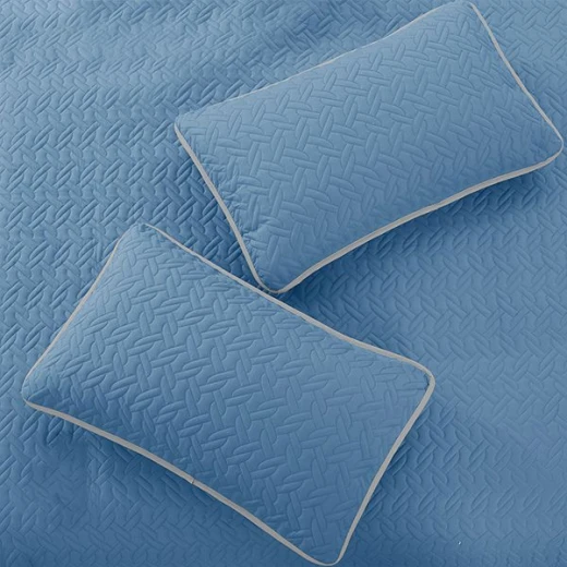 Nova home cross double face bedspread set, blue and silver color, king size, 4 pieces - Nova Home - Image 4