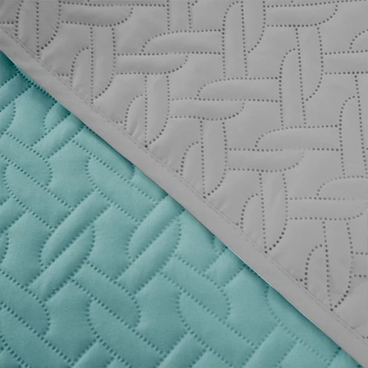 Nova home cross double face bedspread set, turquoise and silver color, king size, 4 pieces 270x250 cm - Nova Home - Image 6