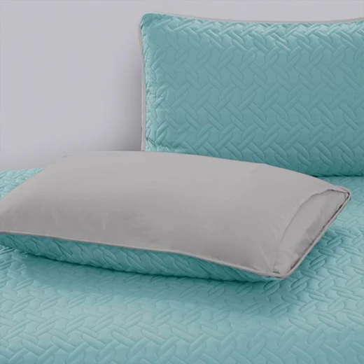 Nova home cross double face bedspread set, turquoise and silver color, king size, 4 pieces 270x250 cm - Nova Home - Image 5