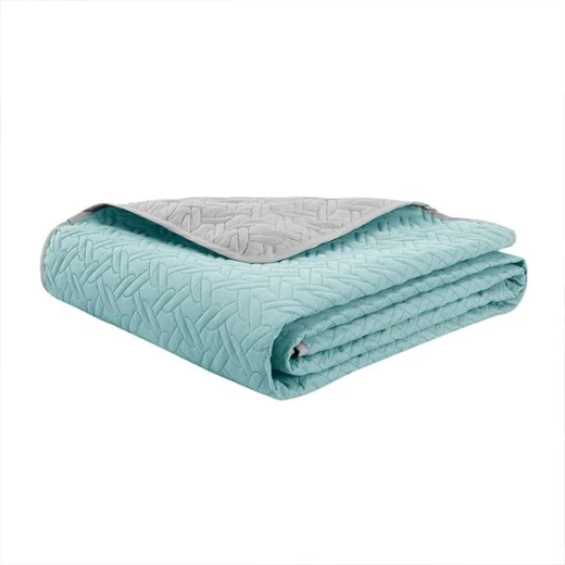 Nova home cross double face bedspread set, turquoise and silver color, king size, 4 pieces 270x250 cm - Nova Home - Image 3