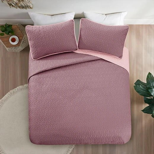 Nova home cross double face bedspread set, purple and lilac color, king size, 4 pieces - Nova Home - Image 4