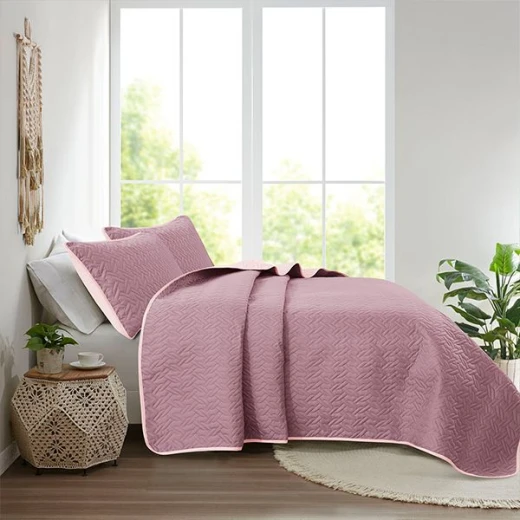 Nova home cross double face bedspread set, purple and lilac color, king size, 4 pieces - Nova Home - Image 9
