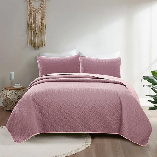 Nova home cross double face bedspread set, purple and lilac color, king size, 4 pieces - Nova Home - Image 3