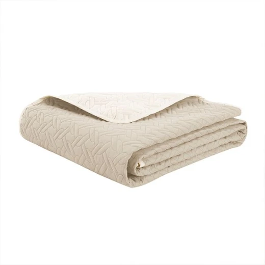 Nova home cross double face bedspread set, beige and ivory color, king size, 4 pieces - Nova Home - Image 4