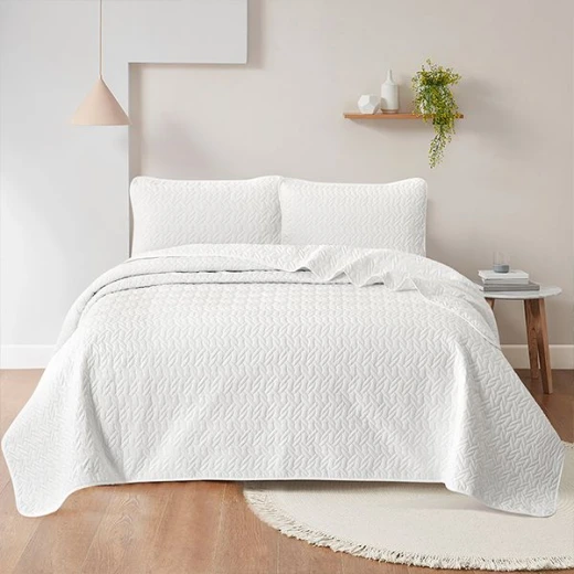 Nova home cross double face bedspread set, white color, king size, 4 pieces - Nova Home - Image 7