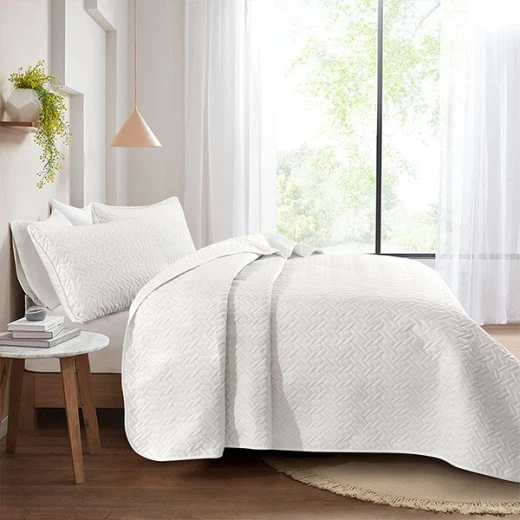 Nova home cross double face bedspread set, white color, king size, 4 pieces - Nova Home - Image 6