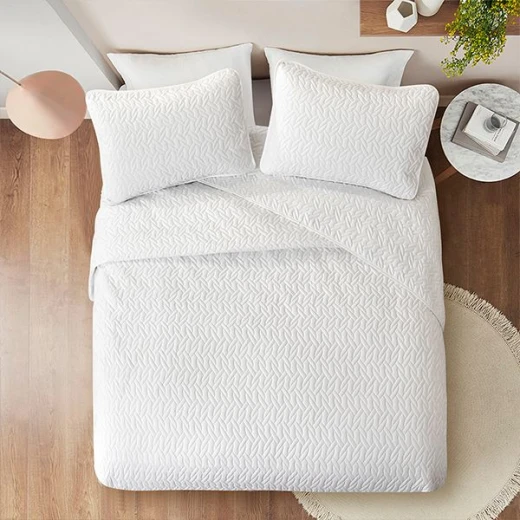 Nova home cross double face bedspread set, white color, king size, 4 pieces - Nova Home - Image 5