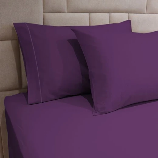 Fieldcrest Plain Fitted Sheet Set, Dark Purple Color, Twin Size - Fieldcrest - Image 2