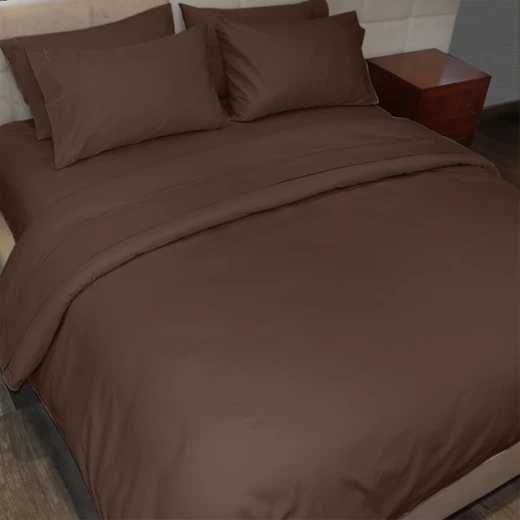 غطاء وجه لحاف بتصميم سادة, باللون البني داكن, حجم مفرد كبير من فيلدكريست غطاء وجه لحاف بتصميم سادة, باللون البني داكن, حجم مفرد كبير من فيلدكريست