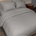 Fieldcrest plain duvet cover, cotton, grey color, twin size - Fieldcrest