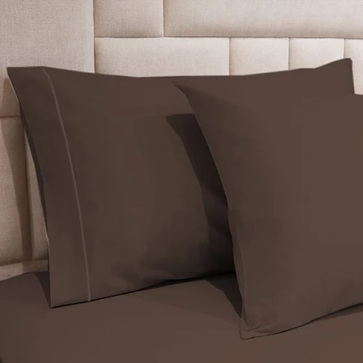 طقم شرشف مطاط بتصميم سادة, قطن, باللون البني داكن, حجم مجوز, 3 قطع من فيلدكريست - فيلدكريست - Image 2