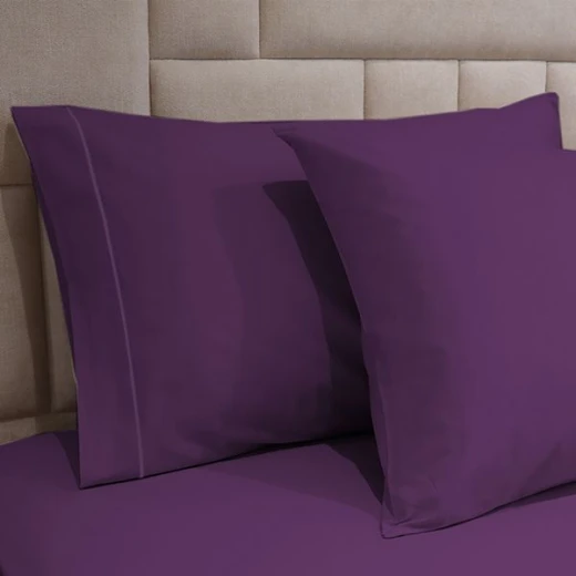 طقم شرشف مطاط بتصميم سادة, قطن, باللون البنفسجي داكن, حجم مجوز, 3 قطع من فيلدكريست - فيلدكريست - Image 3