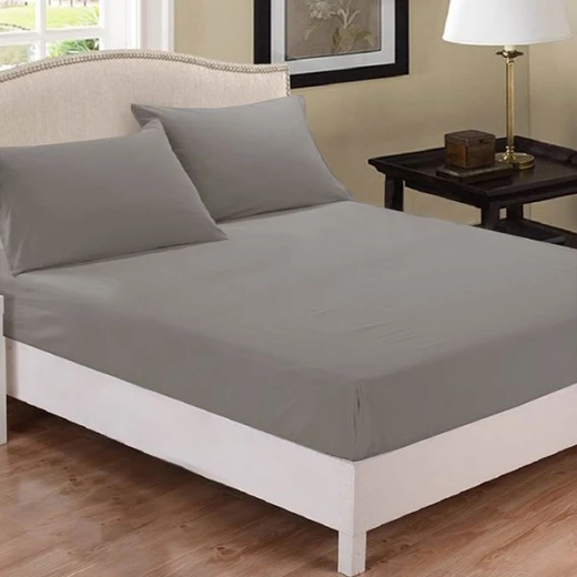 Fieldcrest plain fitted sheet set, cotton, grey color, king size, 3 pieces Fieldcrest plain fitted sheet set, cotton, grey color, king size, 3 pieces