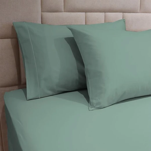 طقم شرشف مطاط بتصميم سادة, قطن, باللون الأزرق فاتح, حجم مجوز, 3 قطع من فيلدكريست - فيلدكريست - Image 2