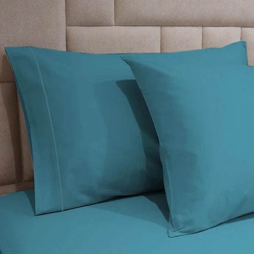 Fieldcrest Plain Fitted Sheet Set, Cotton, Turquoise Color, King Size, 3 Pieces - Fieldcrest - Image 2