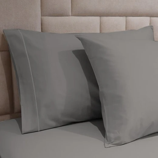 Fieldcrest Plain Fitted Sheet Set, Cotton, Grey Color, Queen Size, 3 Pieces - Fieldcrest - Image 2