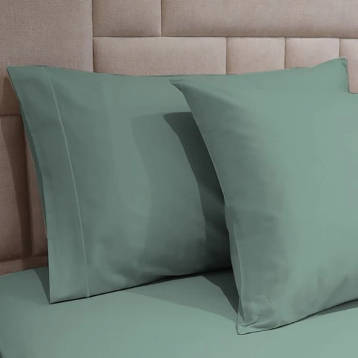 طقم شرشف مطاط بتصميم سادة, قطن, باللون الأزرق فاتح, حجم مفرد ونص, 3 قطع من فيلدكريست - فيلدكريست - Image 3