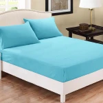 Fieldcrest plain fitted sheet set, cotton, turquoise color, queen size, 3 pieces - Fieldcrest
