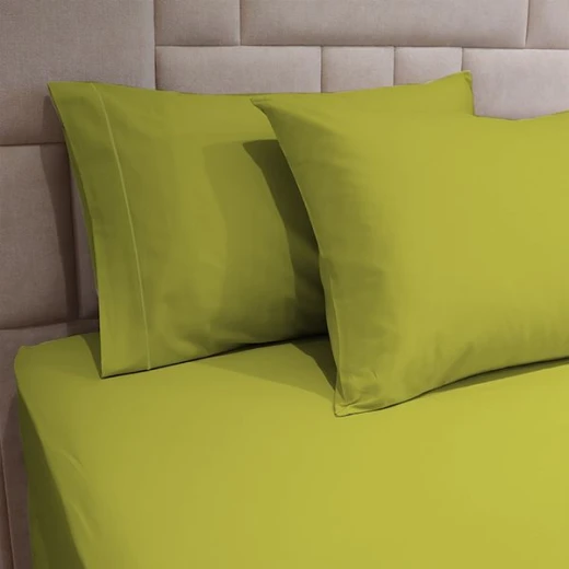 طقم شرشف مطاط بتصميم سادة, باللون الأخضر فاتح, حجم مفرد كبير من فيلدكريست - فيلدكريست - Image 2