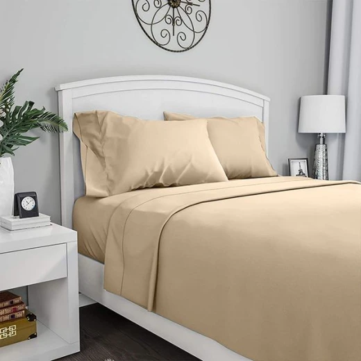 Fieldcrest Plain Flat Sheet, Cotton, Ivory Color, King Size Fieldcrest Plain Flat Sheet, Cotton, Ivory Color, King Size