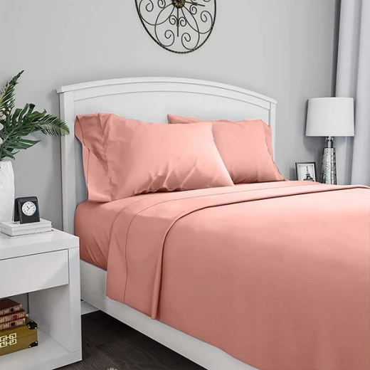 Fieldcrest Plain Flat Sheet, Cotton, Old Rose Color, King Size Fieldcrest Plain Flat Sheet, Cotton, Old Rose Color, King Size