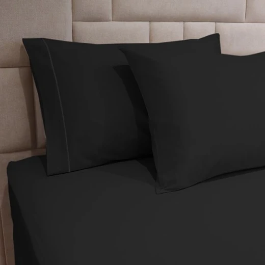 Fieldcrest plain pillowcase set, cotton, black color, 2 pieces
