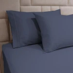 Fieldcrest plain pillowcase set, cotton, navy blue color, 2 pieces - Fieldcrest
