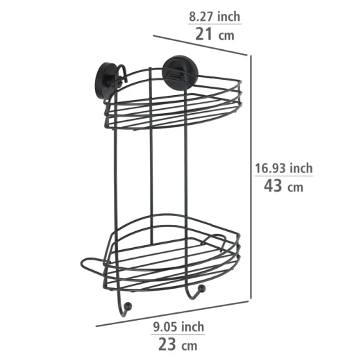 Wenko milazzo vacuum-loc rack, 2-tier, large, black - Wenko - Image 2