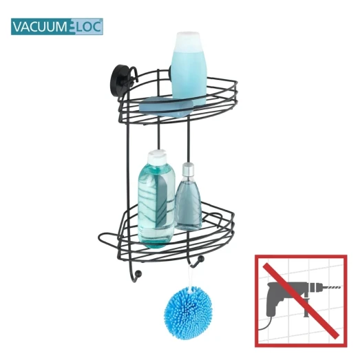 Wenko milazzo vacuum-loc rack, 2-tier, large, black - Wenko - Image 6