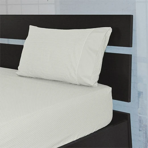 Cannon dots and stripes fitted sheet set, poly cotton, ivory color, queen size, 3 pieces - Cannon - Image 2