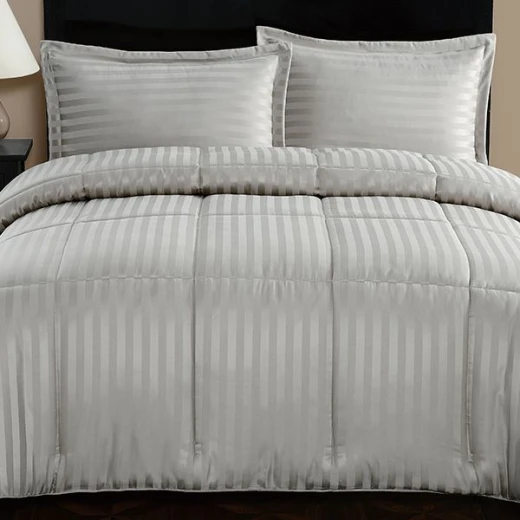 Nova Home UltraStripe Hotel Style Comforter Set, Grey Color, King Size, 6 Pieces Nova Home UltraStripe Hotel Style Comforter Set, Grey Color, King Size, 6 Pieces