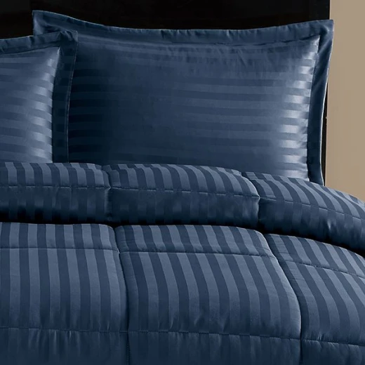 Nova Home UltraStripe Hotel Style Comforter Set, Navy Blue Color, King Size, 6 Pieces - Nova Home - Image 3