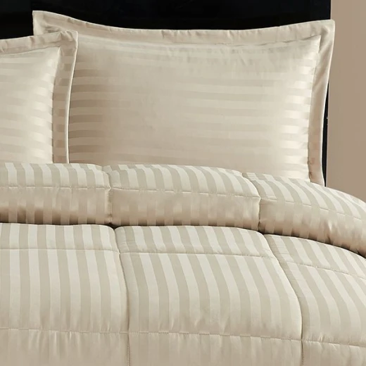 Nova home ultrastripe hotel style comforter set, sand color, king size, 6 pieces - Nova Home - Image 2