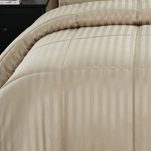 Nova home ultrastripe hotel style comforter set, sand color, king size, 6 pieces - Nova Home - Image 4