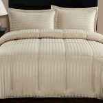 Nova home ultrastripe hotel style comforter set, sand color, king size, 6 pieces - Nova Home