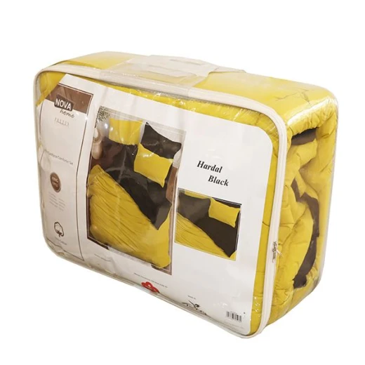 Nova home plain comforter set, black and yellow color, twin size, 4 pieces - Nova Home - Image 5