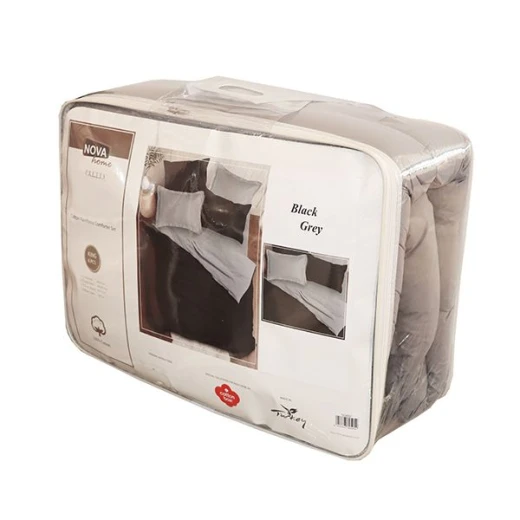 Nova Home Plain Comforter Set, Black And Grey Color, King Size, 6 Pieces - Nova Home - Image 2